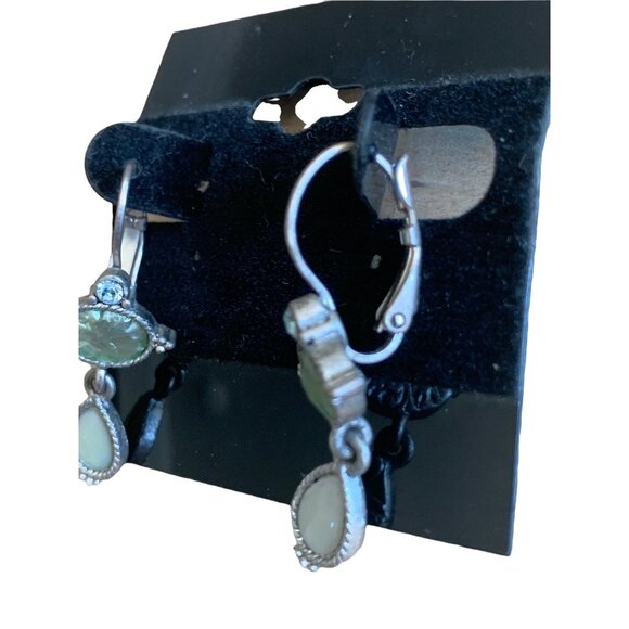 🍒 2/$20 Dangling Multidirectional Oval Earrings with Opalescent and Rhinestones - Picture 2 of 4